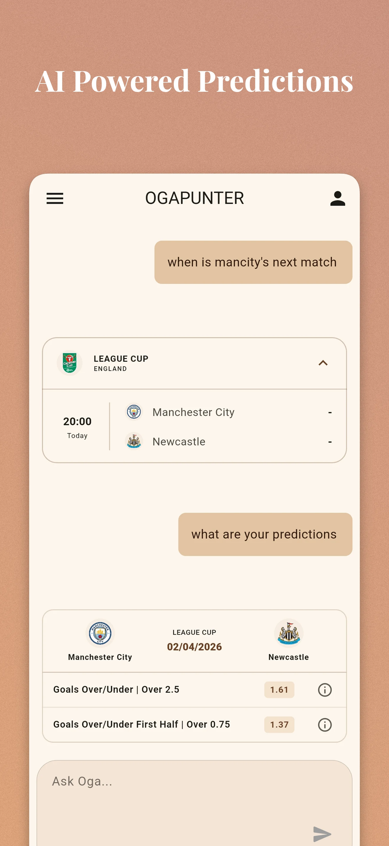 Oga - Football Prediction AI screenshot